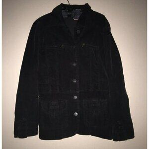 Worn Jeans Women Medium Button-Front Corduroy Jacket Pocket Black Stretch Casual